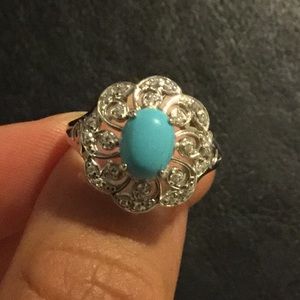 Silver Ring with Soft Blue River Stone